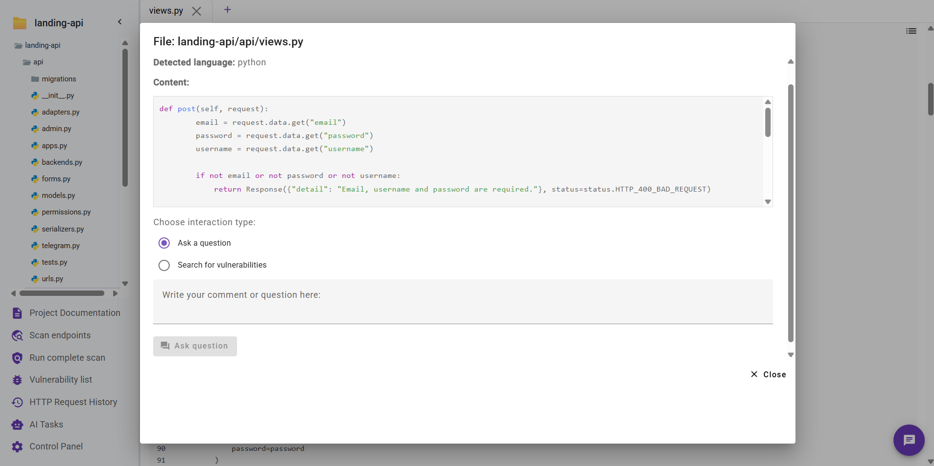 Deflectra File Interaction Modal