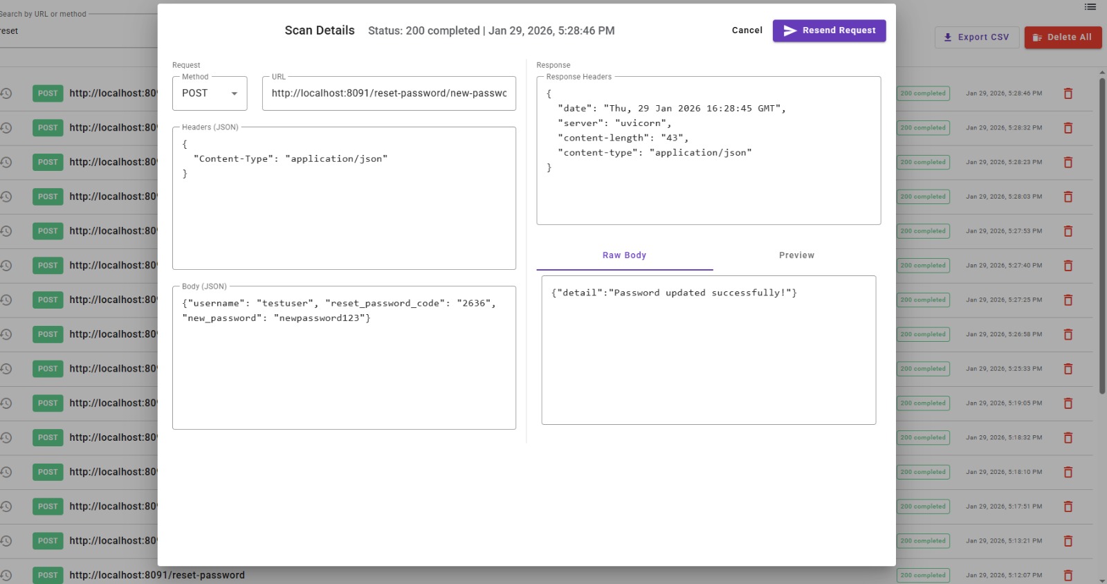 Resend Request Interface