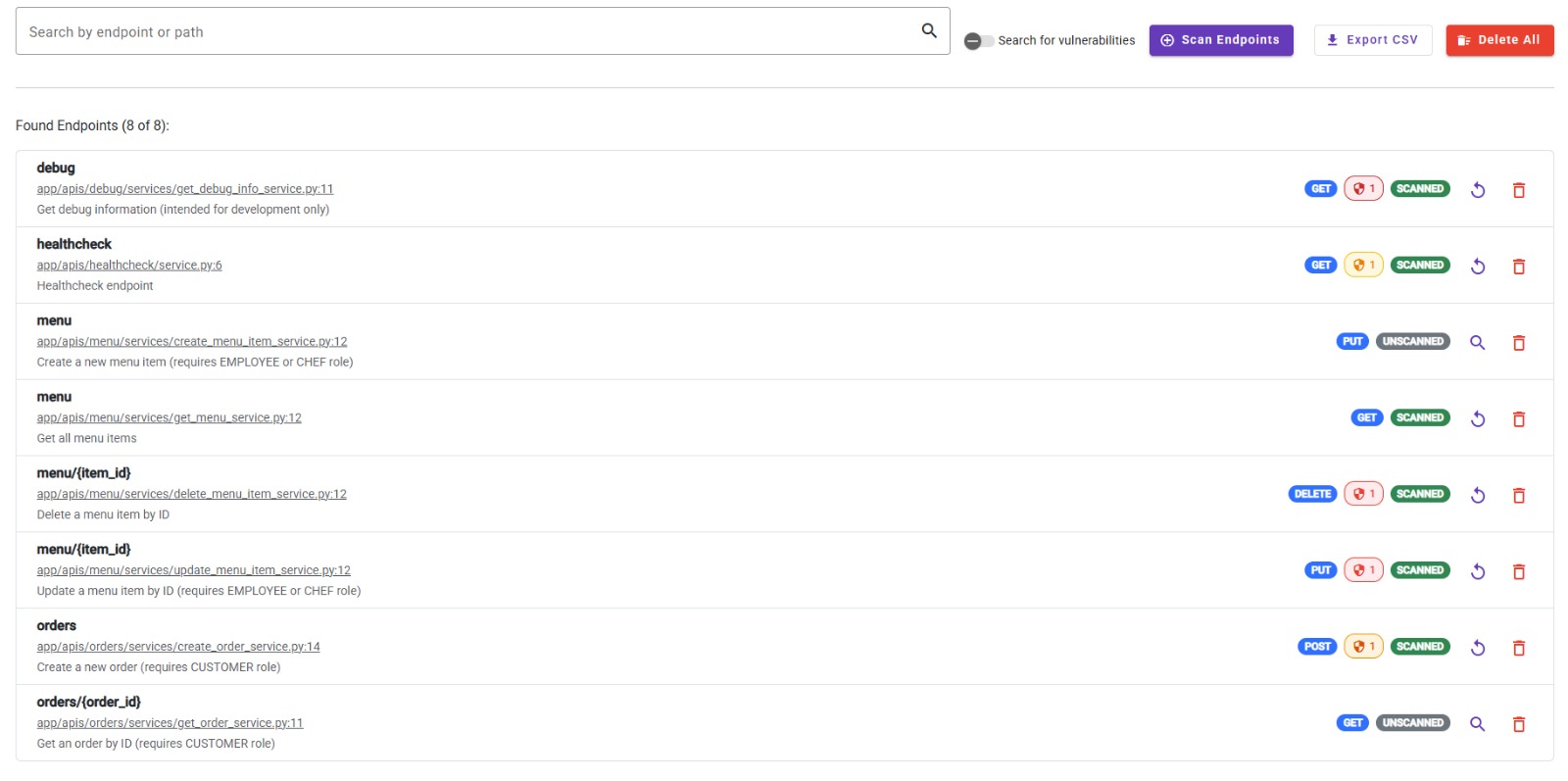 Deflectra Endpoint Screen